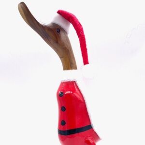 Hand Carved and Hand Painted Bamboo Santa Duck